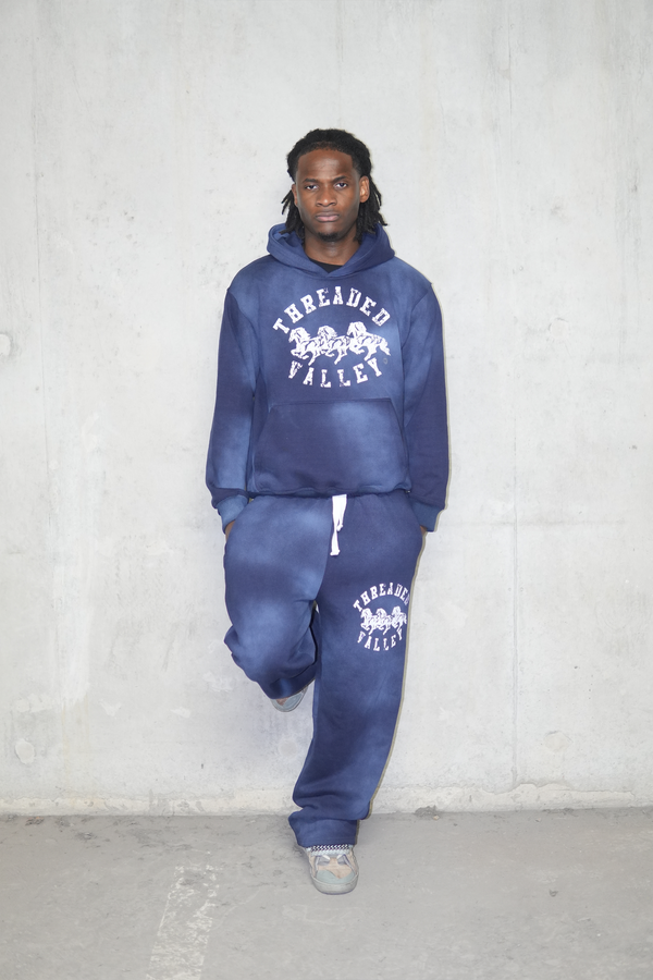 ACID WASH HOODIE - NAVY